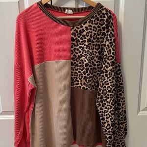 Lovely Melody Pink and Leopard Print Sweater